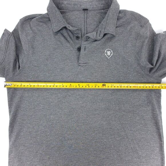 LULULEMON Metal Vent Tech Gray Athletic Lion Polo Short Sleeve Shirt Men's Small - Picture 4 of 9